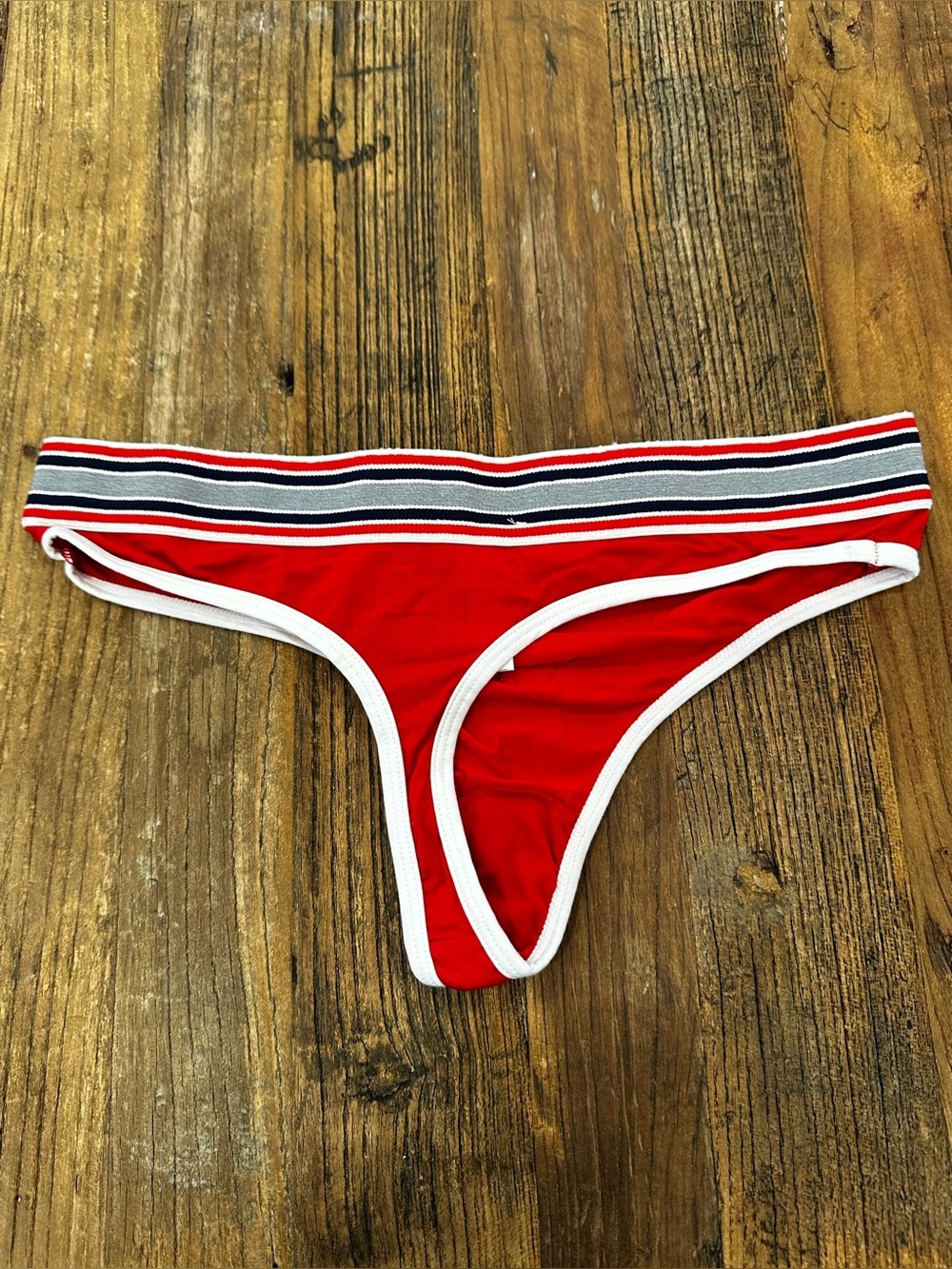 Dolce & Gabbana Red Thong with Striped Logo Waistband - Picture 4 of 6